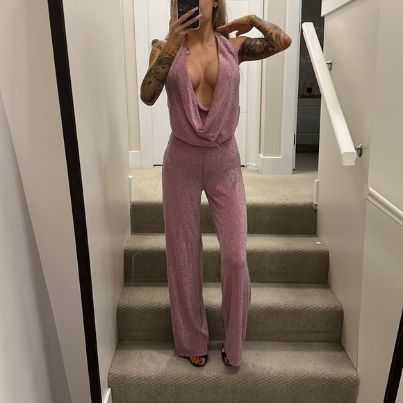 Cowl neck jumpsuit from revolve in lilac metallic - Picture 2 of 4